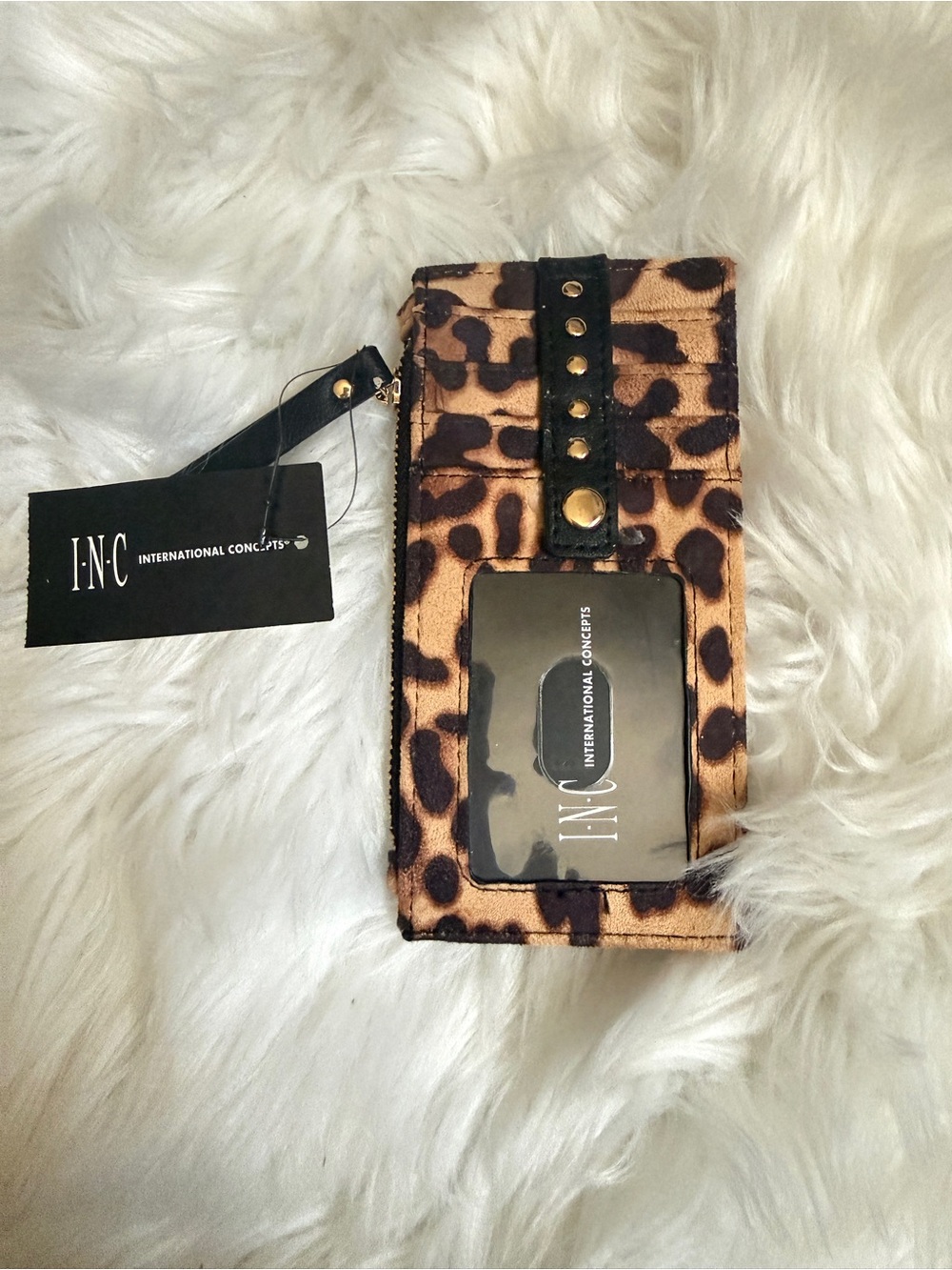 INC International Concepts Leopard Print Card & ID Holder - Brown/Black